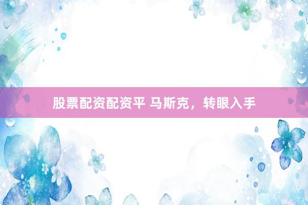 股票配资配资平 马斯克，转眼入手