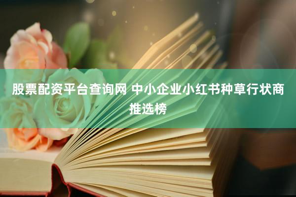 股票配资平台查询网 中小企业小红书种草行状商推选榜